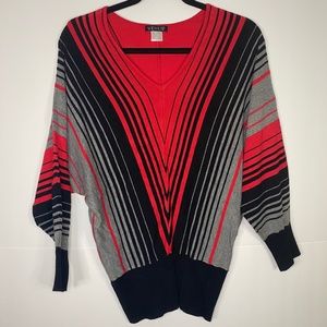 Venus Red Black Striped Sweater Top